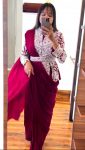 LATEST RANGOLI SILK EMBROIDERY WORK READY TO WEAR SAREE WITH KOTI STYLE FULLY STITCHED BLOUSE PARTYWEAR WHOLESALE PRICE ETHNIC GARMENT (4)