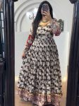 LATEST RAYON COTTON KALAMKARI PRINTED GOWN WITH KOTI AND DUPATTA FESTIVE WEAR WHOLESALE PRICE ETHNIC GARMENT (7)