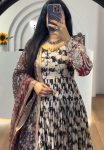 LATEST RAYON COTTON KALAMKARI PRINTED GOWN WITH KOTI AND DUPATTA FESTIVE WEAR WHOLESALE PRICE ETHNIC GARMENT (7)