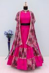 LATEST RAYON COTTON PRINTED PATCH WORK LEHENGA BLOUSE WITH SHRUG WEDDING WEAR WHOLESALE PRICE ETHNIC GARMENT (5)