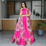 LATEST RAYON COTTON PRINTED PATCH WORK LEHENGA BLOUSE WITH SHRUG WEDDING WEAR WHOLESALE PRICE ETHNIC GARMENT (5)