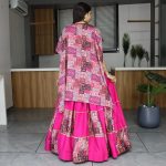 LATEST RAYON COTTON PRINTED PATCH WORK LEHENGA BLOUSE WITH SHRUG WEDDING WEAR WHOLESALE PRICE ETHNIC GARMENT (5)