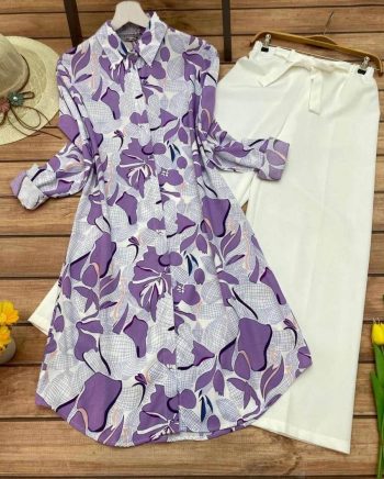 LATEST RAYON DIGITAL PRINTED TOP WITH PALAZZO PURPULE