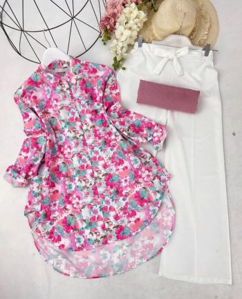 LATEST RAYON DIGITAL PRINTED TOP WITH PALAZZO PINK