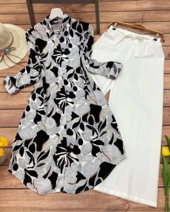 LATEST RAYON DIGITAL PRINTED TOP WITH PALAZZO BLACK