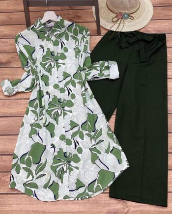LATEST RAYON DIGITAL PRINTED TOP WITH PALAZZO GREEN