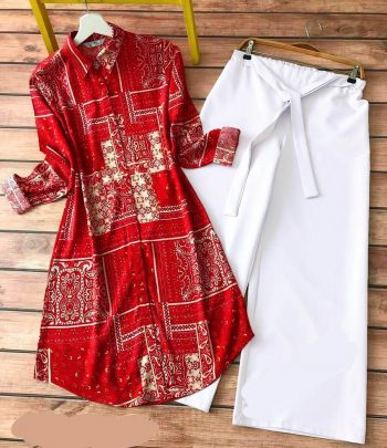LATEST RAYON DIGITAL PRINTED TOP WITH PALAZZO RED