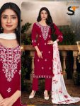LATEST RAYON EMBROIDERY WORK TOP BOTTOM WITH DUPATTA CASUAL WEAR WHOLESALE PRICE ETHNIC GARMENT (4)