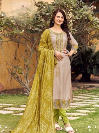 LATEST RAYON EMBROIDERY WORK TOP BOTTOM WITH DUPATTA MEHNDI