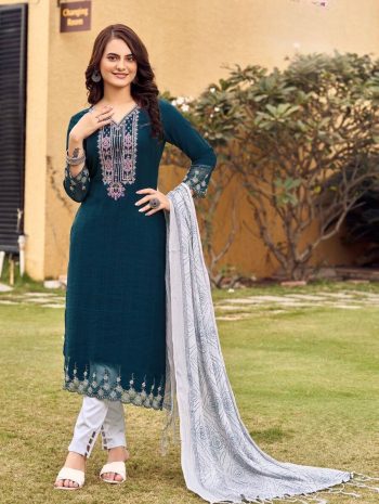 LATEST RAYON EMBROIDERY WORK TOP BOTTOM WITH DUPATTA RAMA
