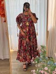LATEST ROMAN SILK DIGITAL PRINTED GOWN  RED
