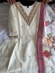 LATEST ROMAN SILK EMBROIDERY SEQUENCE WORK TOP BOTTOM WITH DUPATTA FESTIVE WEAR WHOLESALE PRICE ETHNIC GARMENT (2)