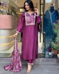 LATEST ROMAN SILK EMBROIDERY WORK TOP BOTTOM WITH DUPATTA FESTIVE WEAR WHOLESALE PRICE ETHNIC GARMENT (4)