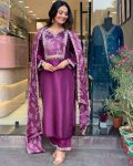 LATEST ROMAN SILK EMBROIDERY WORK TOP BOTTOM WITH DUPATTA FESTIVE WEAR WHOLESALE PRICE ETHNIC GARMENT (4)