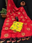 LATEST SANA SILK EMBROIDERY WORK SAREE WITH UNSTITCHED BLOUSE FESTIVE WEAR WHOLESALE PRICE ETHNIC GARMENT (8)