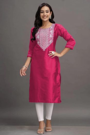 LATEST SILK EMBROIDERY WORK KURTI  RANI