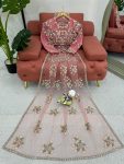 LATEST SOFT NET THREAD WITH SEQUEANCE WORK SAREE WITH UNSTITCHED BLOUSE PARTY WEAR WHOLESALE PRICE ETHNIC GARMENT (16)