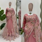 LATEST SOFT NET THREAD WITH SEQUEANCE WORK SAREE WITH UNSTITCHED BLOUSE PARTY WEAR WHOLESALE PRICE ETHNIC GARMENT (16)