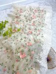 LATEST SOFT ORGANZA MULTI THREAD AND CHIKANKARI CUTWORK BORDER SAREE WITH UNSTITCHED BLOUSE OFF WHITE