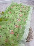 LATEST SOFT ORGANZA MULTI THREAD AND CHIKANKARI CUTWORK BORDER SAREE WITH UNSTITCHED BLOUSE PISTA