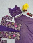 LATEST TISSUE SIMMER EMBROIDERY SEQUENCE WORK CROP TOP PALAZZO WITH SHRUG PARTY WEAR WHOLESALE PRICE ETHNIC GARMENT (9)