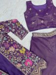 LATEST TISSUE SIMMER EMBROIDERY SEQUENCE WORK CROP TOP PALAZZO WITH SHRUG PARTY WEAR WHOLESALE PRICE ETHNIC GARMENT (9)