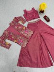 LATEST TISSUE SIMMER EMBROIDERY SEQUENCE WORK CROP TOP PALAZZO WITH SHRUG PARTY WEAR WHOLESALE PRICE ETHNIC GARMENT (7)