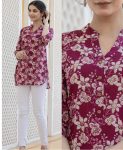 LATEST TWILL RAYON DIGITAL PRINTED TOP MAROON