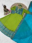 LATEST VICHITRA SILK JACQUARD WEAVING ZARI BORDER WORK GOWN WITH DUPATTA FESTIVE WEAR WHOLESALE PRICE ETHNIC GARMENT (2)