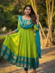 LATEST VICHITRA SILK JACQUARD WEAVING ZARI BORDER WORK GOWN WITH DUPATTA FESTIVE WEAR WHOLESALE PRICE ETHNIC GARMENT (2)