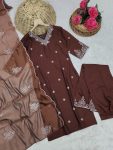 LATEST VISCOSE CHANDERI EMBROIDERY WORK TOP BOTTOM WITH DUPATTA FESTIVE WEAR WHOLESALE PRICE ETHNIIC GARMENT (8)