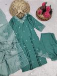 LATEST VISCOSE CHANDERI EMBROIDERY WORK TOP BOTTOM WITH DUPATTA FESTIVE WEAR WHOLESALE PRICE ETHNIIC GARMENT (4)
