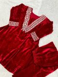 LATEST VISCOSE VELVET EMBROIDERY AND READY MADE KODI LACE WORK TOP AND BOTTOM SET FESTIVE WEAR WHOLESALE PRICE ETHNIC GARMENT (4)