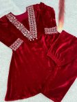 LATEST VISCOSE VELVET EMBROIDERY AND READY MADE KODI LACE WORK TOP AND BOTTOM SET FESTIVE WEAR WHOLESALE PRICE ETHNIC GARMENT (4)