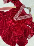 LATEST VISCOSE VELVET EMBROIDERY AND READY MADE KODI LACE WORK TOP AND BOTTOM SET FESTIVE WEAR WHOLESALE PRICE ETHNIC GARMENT (4)