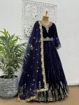 LATEST VISCOSE VELVET EMBROIDERY AND SEQUENCE WORK GOWN BOTTOM WITH DUPATTA FESTIVE WEAR WHOLESALE PRICE ETHNIC GARMENT (5)