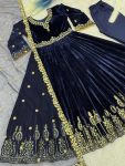 LATEST VISCOSE VELVET EMBROIDERY AND SEQUENCE WORK GOWN BOTTOM WITH DUPATTA FESTIVE WEAR WHOLESALE PRICE ETHNIC GARMENT (5)