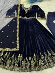 LATEST VISCOSE VELVET EMBROIDERY AND SEQUENCE WORK GOWN BOTTOM WITH DUPATTA FESTIVE WEAR WHOLESALE PRICE ETHNIC GARMENT (5)