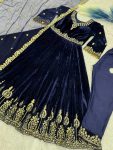 LATEST VISCOSE VELVET EMBROIDERY AND SEQUENCE WORK GOWN BOTTOM WITH DUPATTA FESTIVE WEAR WHOLESALE PRICE ETHNIC GARMENT (5)
