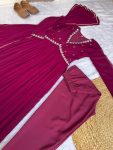 LATST GEORGETTE HAND MOTI WORK GOWN BOTTOM WITH DUPATTA FESTIVE WEAR WHOLESALE PRICE ETHNIC GARMENT (3)