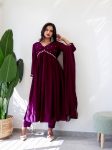 LATEST GEORGETTE HAND MOTI WORK GOWN BOTTOM WITH DUPATTA WINE