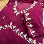LATST GEORGETTE HAND MOTI WORK GOWN BOTTOM WITH DUPATTA FESTIVE WEAR WHOLESALE PRICE ETHNIC GARMENT (3)