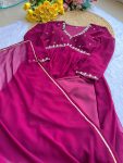 LATST GEORGETTE HAND MOTI WORK GOWN BOTTOM WITH DUPATTA FESTIVE WEAR WHOLESALE PRICE ETHNIC GARMENT (3)