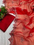 LUXURY ORGANZA SILK MULTY THREAD EMBROIDERY WORK SAREE WITH UNSTITCHED BLOUSE PARTY WEAR WHOLESALE PRICE ETHNIC GARMENT (3)