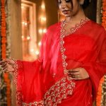 LUXURY ORGANZA SILK MULTY THREAD EMBROIDERY WORK SAREE WITH UNSTITCHED BLOUSE PARTY WEAR WHOLESALE PRICE ETHNIC GARMENT (3)