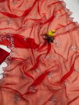 LUXURY ORGANZA SILK MULTY THREAD EMBROIDERY WORK SAREE WITH UNSTITCHED BLOUSE PARTY WEAR WHOLESALE PRICE ETHNIC GARMENT (3)