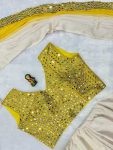 MODERN PADDING CHINON EMBROIDERY LACE BORDER WITH REAL MIRROR WORK READY TO WEAR SAREE WITH FULLY STITCHED BLOUSE PARTY WEAR WHOLESALE PRICE ETHNIC GARMENT (12)
