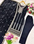MODERN VISCOSE VELVET EMBROIDERY SEQUENCE WORK TOP BOTTOM WITH DUPATTA FESTIVE WEAR WHOLESALE PRICE ETHNIC GARMENT (3)