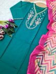 MOST PICKED CHANDERI SILK SEQUENCE CODING EMBROIDERY WORK TOP BOTTOM WITH DUPATTA PARTY WEAR WHOLESALE PRICE ETHNIC GARMENT (6)