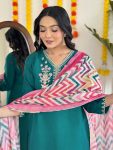 MOST PICKED CHANDERI SILK SEQUENCE CODING EMBROIDERY WORK TOP BOTTOM WITH DUPATTA PARTY WEAR WHOLESALE PRICE ETHNIC GARMENT (6)